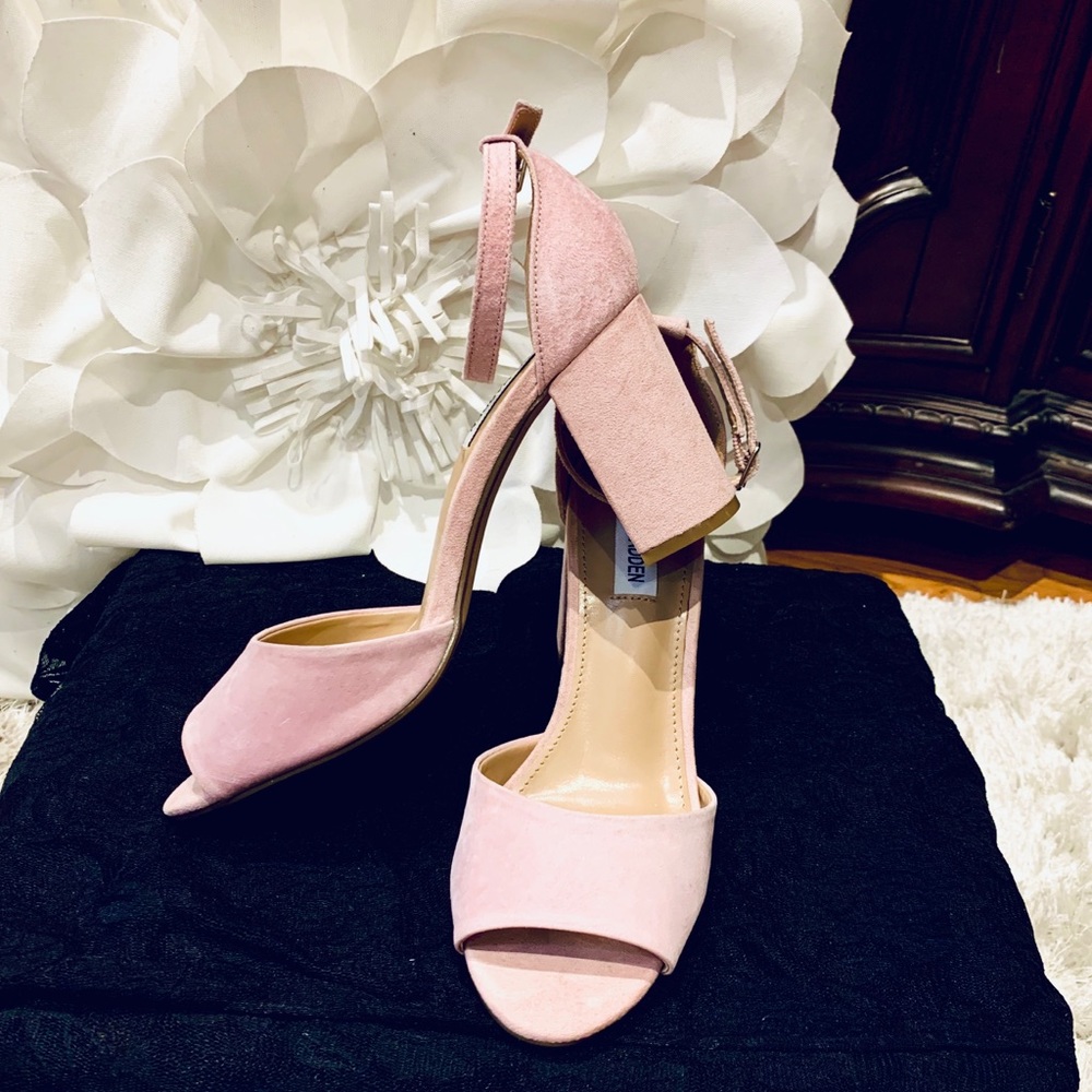 Steve Madden Suede Blush Pink Block Heels Sandals